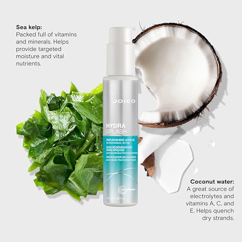 Joico HydraSplash Replenishing Leave-In | For Fine, Medium, Dry Hair | Boost Shine & Softness | Tame Frizz & Hydrate | With Sea Kelp & Coconut Water | 3.38 Fl Oz