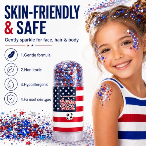 Red White Blue Glitter Stick - Waterproof Face & Body