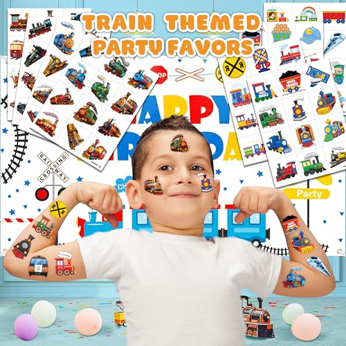 96 Piece Train Temporary Tattoos for Kids - Party Favors