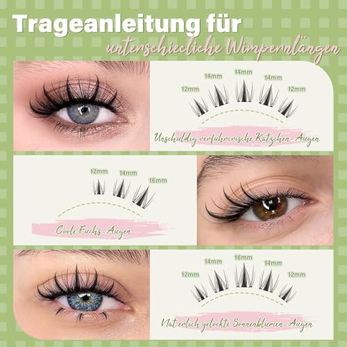 KEYYOU Fairy D Curl Lash Clusters 144Pcs Invisible Band Eyelash Extensions