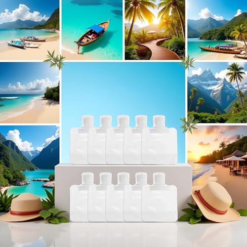 10Pcs Travel Squeeze Pouches 30ml Clear Refillable