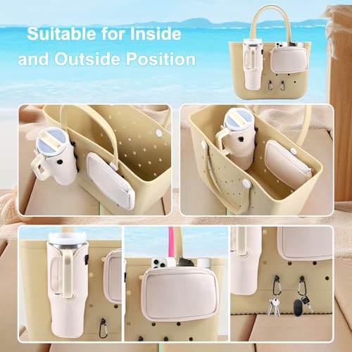 MEETI 4Pcs Bogg Bag Organizer Holder Checkerboard Pattern – Cup & Phone Holder Set