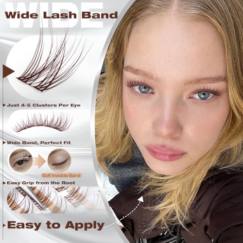 Natural Brown Lash Clusters - 8-14mm Wispy Individual Lashes