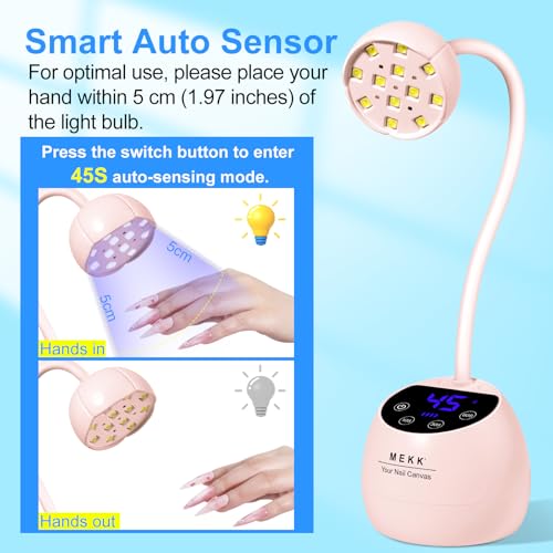 MEKK 36W Gooseneck UV Nail Lamp - Cordless, Auto Sensor, Portable