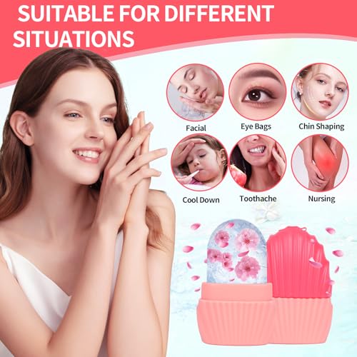 Pink Mermaid Shell Ice Cube Roller for Face, Eyes & Neck - Reusable Silicone Skin Care Tool