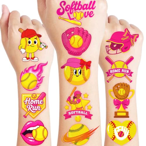 96 Pcs Softball Temporary Tattoos for Kids Sports Party Favors