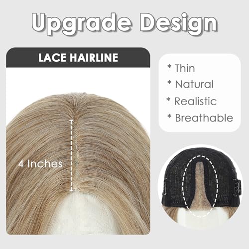 Beelu 26 Inch Ombre Blonde Curly Lace Front Wig for Women