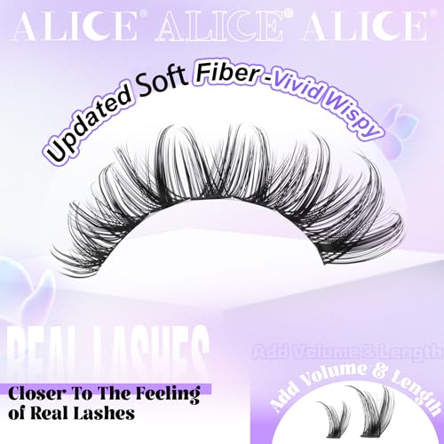 ALICE Lash Clusters Wispy Eyelash Clusters 10-18mm 168pcs Cluster Eyelash Extensions Natural Volume Lash Extensions DIY Individual Lashes with Soft Thin Band