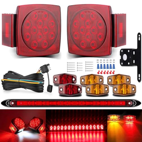 LIMICAR Submersible Boat Trailer Lights Kit - IP67 Waterproof 15-LED Brake & Turn Signals