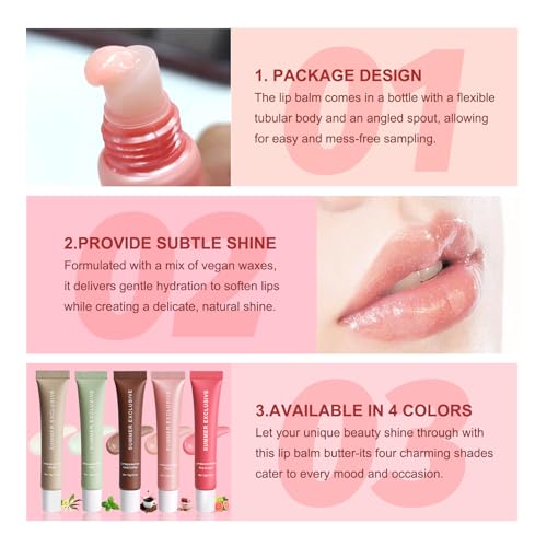 Lip Butter Balm 4-Pack - Hydrating, Non-Sticky, 0.5 Fl Oz Each