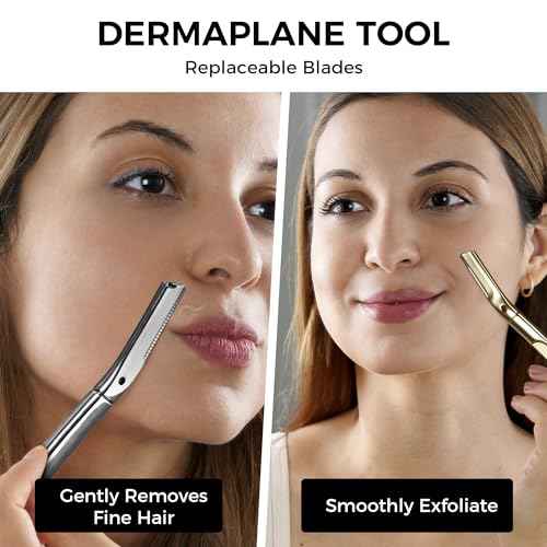 ZOMCHI Dermaplaning Razor Refills, Set of 10 Replacement Blades, Wide Distance, Metal, Plastic Free, Eyebrow Razor Blades