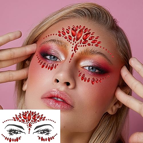 Red and Black Rhinestone Face Body Gems Stickers
