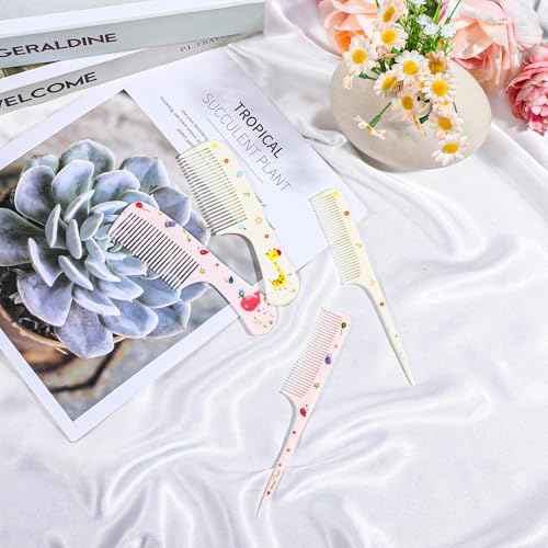 Giantree 4Pcs Baby Hair Comb, Kids Hair Brush Set for Girls Boys, Cute Hairs Comb Set Toddler Hairs Comb, Mini Comb Rat Tail Hairs Styling for Toddler Child's Hair Travel Style A)