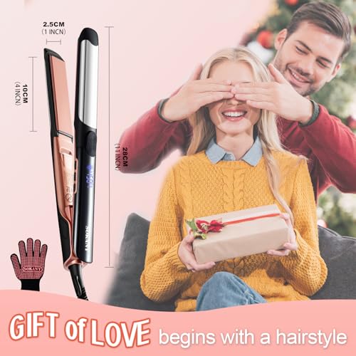 Sokany 2-in-1 Hair Straightener & Curling Iron | 1" Titanium Ceramic Plates