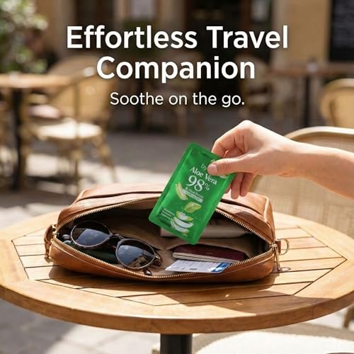 by.H Aloe Vera Gel 30 Travel Packets - TSA-Friendly Organic Soothing Gel