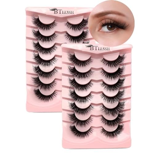 False Eyelashes Russian Strip Lashes Fluffy Fake Eyelashes Extension D Curl Wispy Handmade Soft Reusable 14 Pairs Lashes Pack