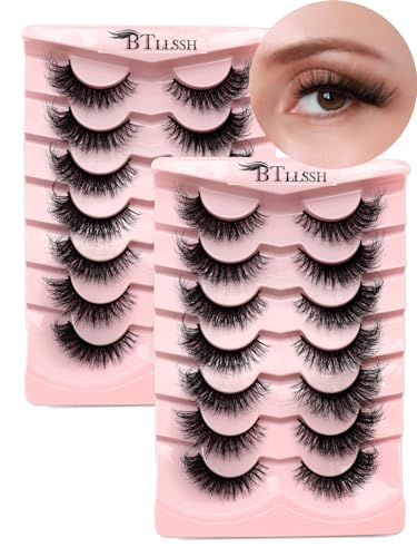 14 Pairs Wispy Mink Lashes Fluffy Eye Lashes Natural Look 5D Volume Fake Eyelashes Pack 3D08 by BTLLSSH