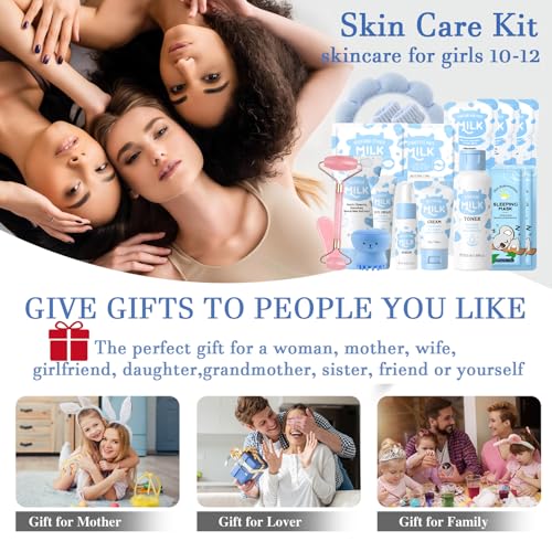 EONFAVE Milk Skincare Set for Kids & Teens - 17-Piece Collection