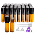 50 Pack 5ml Amber Glass Roller Bottles for Essential Oils