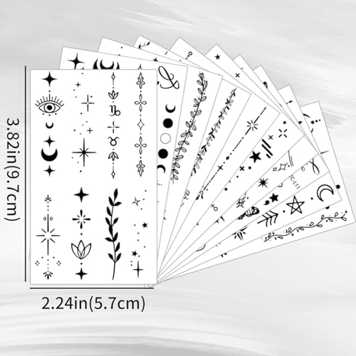Black Tiny Temporary Tattoos - 566 PCS Waterproof Designs