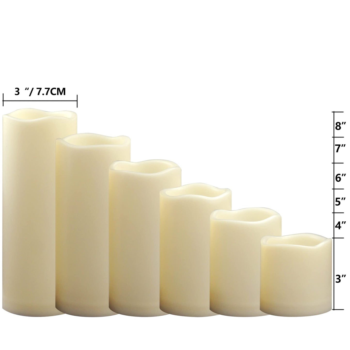 CANDLE CHOICE Waterproof Outdoor Battery Operated Flameless Pillar Candles with Timer White Plastic Realistic Flickering Electric LED Lights for Lantern Garden Wedding Christmas Decorations 6 Pack