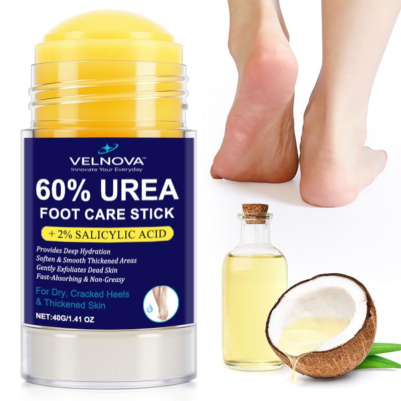 Velnova 60% Urea Foot Care Stick with 2% Salicylic Acid – Callus Remover & Intensive Moisturizer, 1.41 oz