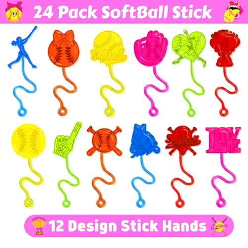 48Pcs Softball Party Favors - Stick Hands & Temporary Tattoos