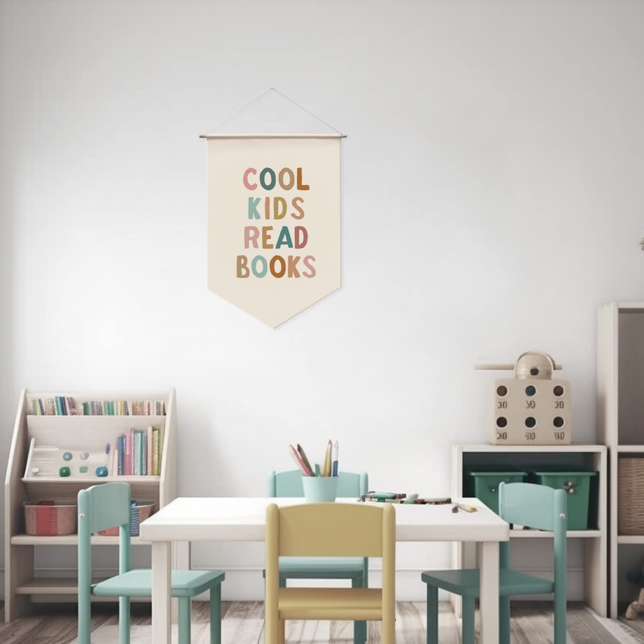 Cool Kids Read Books Hanging Banner, Boho Reading Corner Wall Decor, Sign for Kids, Classroom Library, Bedroom Book Lover, Teacher Gift, Classroom Wall Hanging Banner, 17.5x11.5inch