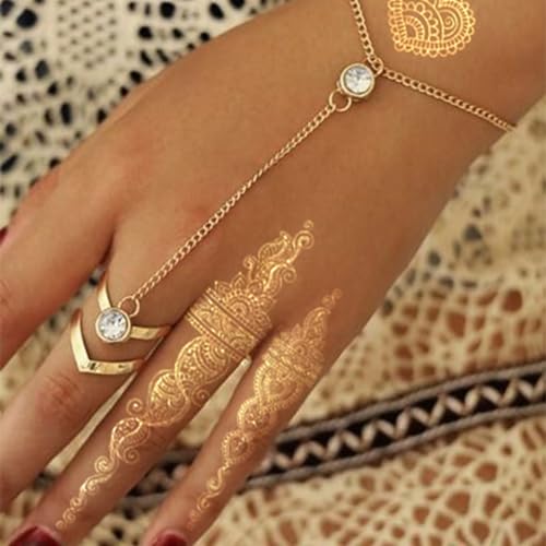 Gold Henna Tattoo Stickers - 10 Sheets Temporary Tattoos