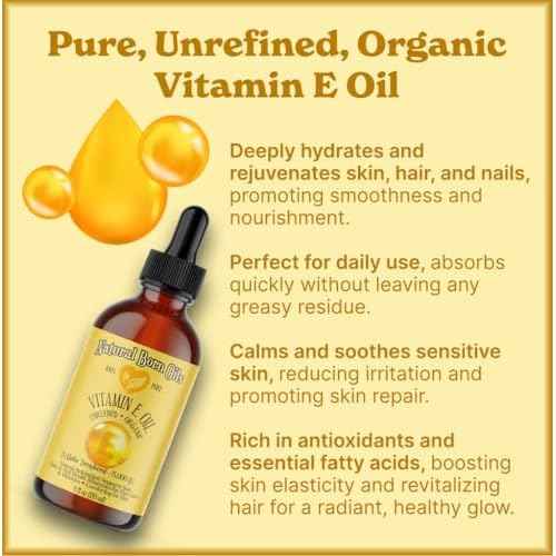 Natural Born Oils Vitamin E Oil (made from Wheat Germ), 16oz, Organic, Cold-Pressed, Nutrient-Rich, Excellent for Glowing Skin, Lustrous Hair
