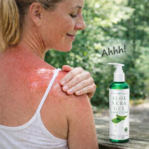 NTRSNS NaturSense 99% Organic Aloe Vera Gel. Deep Hydration, Effective Moisturizing. For Hair, Scalp, Face, Dry Winter Skin, Acne, Sunburn, Sensitive Skin, Shaving. Unscented, 12 oz.