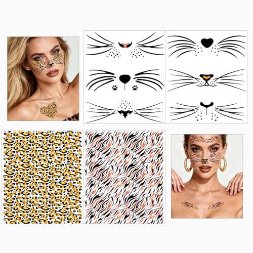 Leopard Temporary Tattoos for Kids & Adults - 10 Sheets Animal Prints