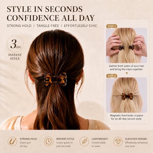 ASTRULUME Magnetic Hair Clips - 2-in-1 Strong Hold, No-Slip