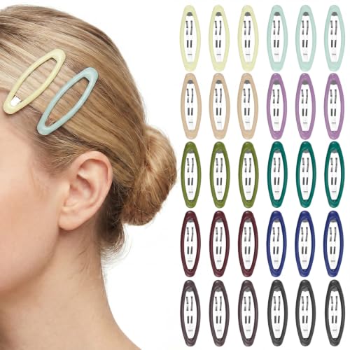 obeoby 30 Count Large Snap Hair Clips - 2.7 Inch Metal Barrettes