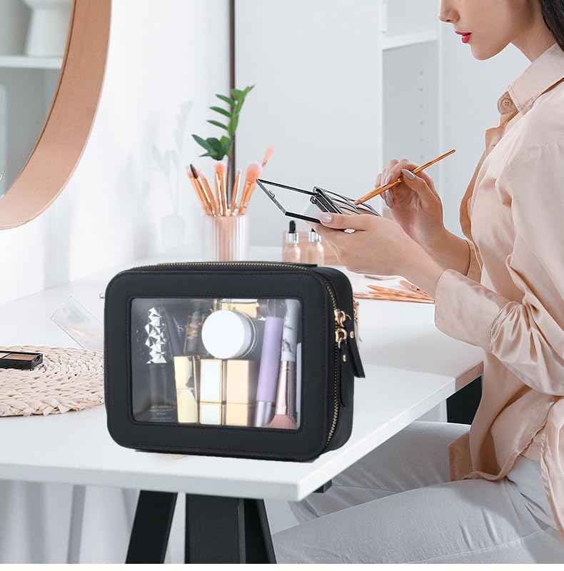 Clear Makeup Bag with Mini Cosmetic Bags,Travel Toiletry Bag for Women,Portable Cosmetic Bag Case, Transparent Waterproof Cosmetic Organizer Storage Bag for Women Men