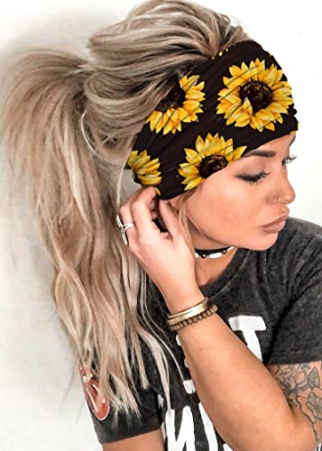 Catery Sunflower Headbands Extra Wide Headbands Fashion Hair Accessories for women