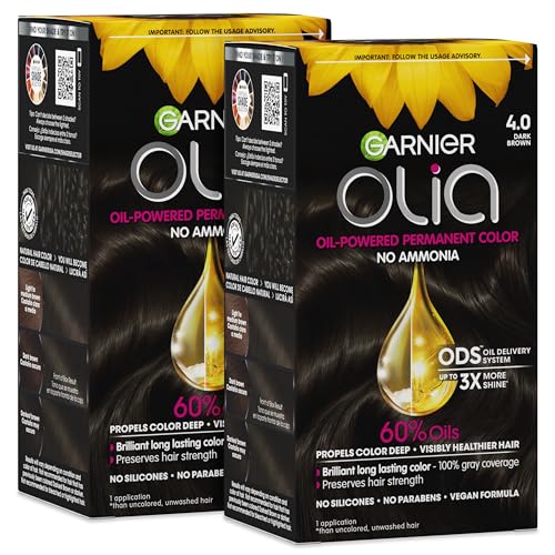 Garnier Olia Ammonia-Free Hair Color, Dark Brown 4.0 - 2 Count