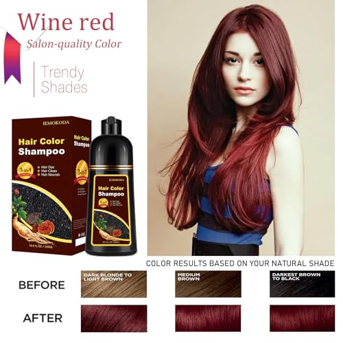 Burgundy Hair Dye Shampoo 3-in-1 for Gray Coverage - 16.9 Fl Oz