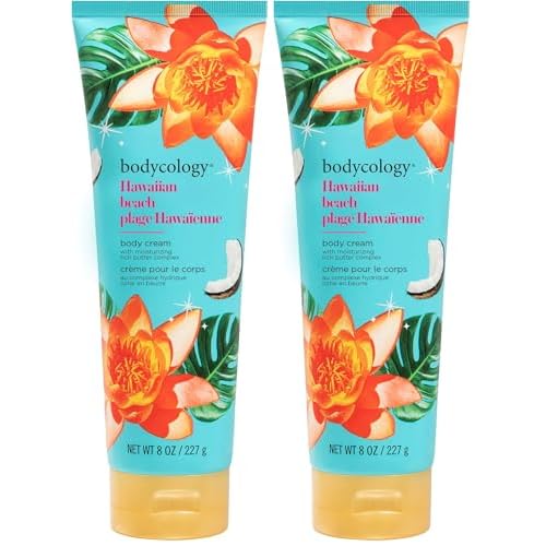 Bodycology Shea Butter Body Cream, Hawaiian Beach, 8 oz (Pack of 2)