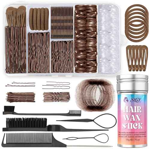 386Pcs Ballet Hair Styling Kit-Hair Wax Stick, 200 Elastic Ties, 50 Bobby Pins, 50 U-Pins, 10 Invisible Hair Bun Nets, 3 Combs&Brushes, 2 Loop Tools, Professional Dance Performance Kit w/Storage Box
