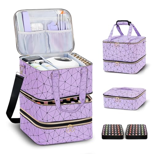 Nail Polish Organizer Bag - Holds 84 Bottles & UV Lamp