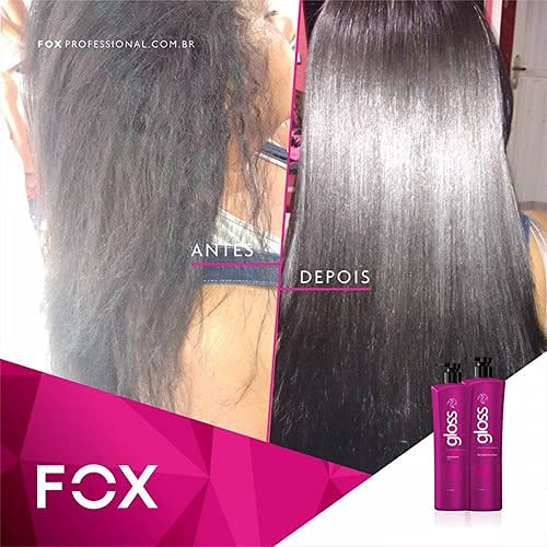 Fox Gloss Brazilian Keratin Treatment 2L | Progressive Brush | Straightening & Smoothing System | Volume Reducer | 100% Straight Hair | Frizz Free