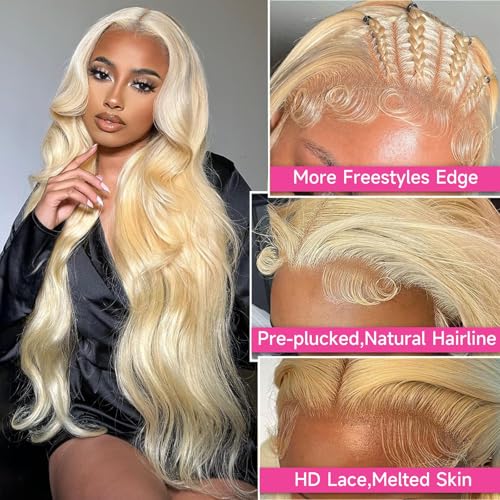 Cloudeer 613 Blonde Human Hair Lace Front Wig 13x6 Body Wave, Natural & Dyed Ready