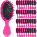 36 Pack Mini Rose Red Hair Brushes for Kids & Travel - Detangling & Tangle-Free