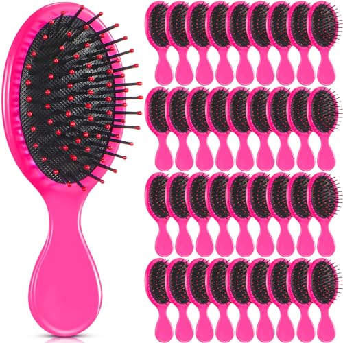 36 Pack Mini Rose Red Hair Brushes for Kids & Travel - Detangling & Tangle-Free