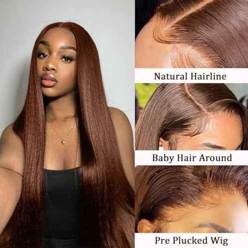 Cypha Chocolate Brown Lace Front Wigs Human Hair Pre Plucked 13x6 Straight Lace Front Wigs Human Hair 180% Density Colored #4 Light Brown Glueless Wig HD Lace Frontal Wigs for Women 20inch
