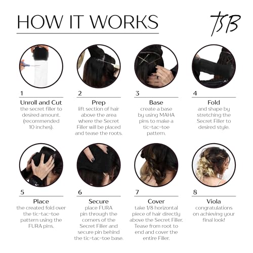 TSB Hair Filler Volume Bun Maker - All-Day Hold Black 75"