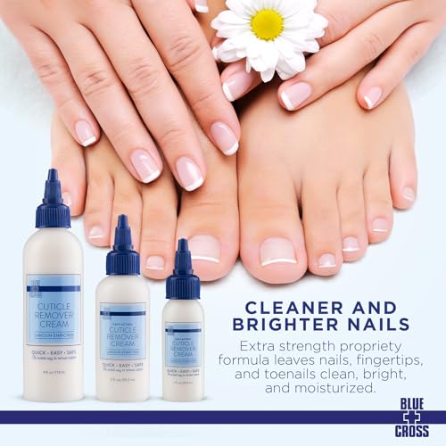Blue Cross Cuticle Remover Cream for Dry Damaged Nails - 2oz, Made in USA