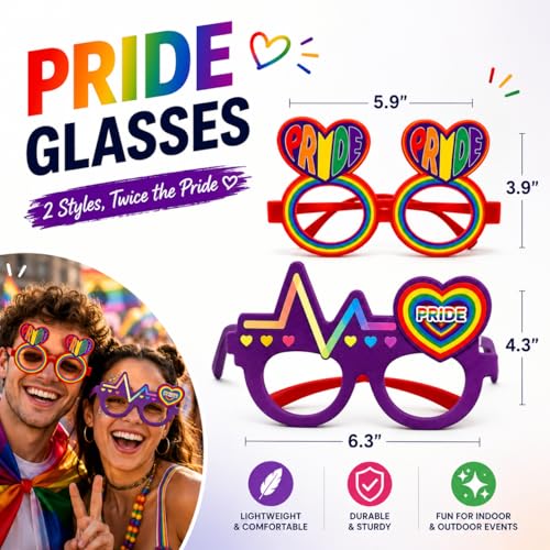 Pride Party Kit: 2 Glasses, Rainbow Flags, Bracelets & Tattoos