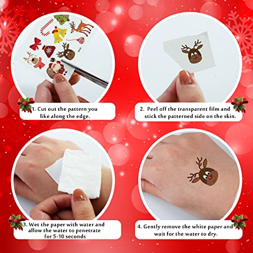 Christmas Temporary Tattoos for Kids, 24 Sheets Waterproof